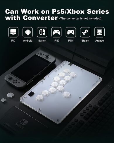 Leverless Controller Arcade Stick CosmoxGaming T12-C: Leverless Arcade Stick with Turbo,Leverless Controller for PC/PS3/PS4/Switch Game,Crystal Low-Profile Switch Arcade Stick Support Hot Swap & SOCD in Saudi Arabia