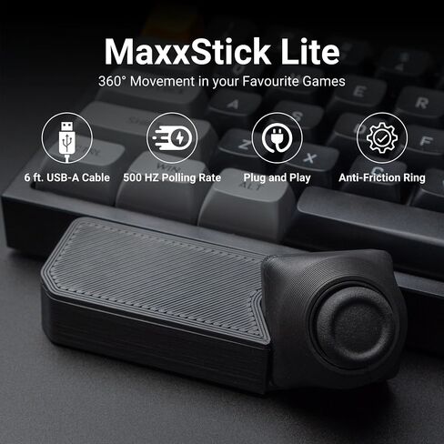 MaxxStick Lite - عصا التحكم للوحة المفاتيح - عصا التحكم لألعاب الكمبيوتر - حركة 360 درجة (أبيض) in Saudi Arabia
