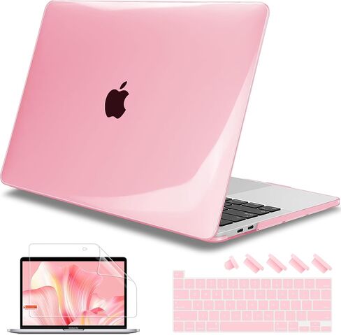 Mektron for MacBook Pro 13 inch Case 2022 2021 2020 Release A2338 M2 M1 A2289 A2251, Clear Plastic Hard Shell Cover with Touch Bar Touch ID for 13 in MacBook Pro, A-Pink in Kuwait