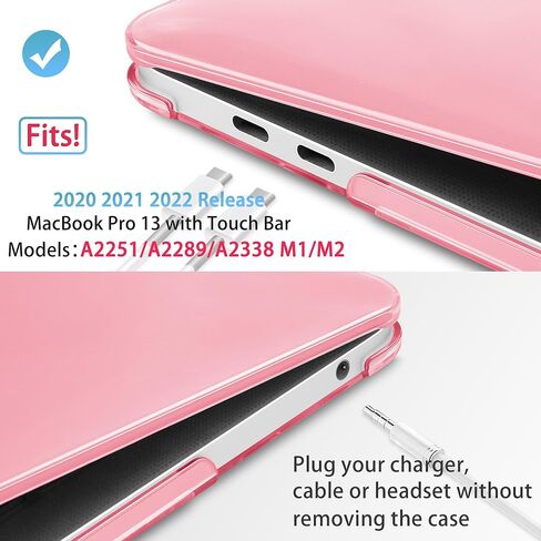 Mektron for MacBook Pro 13 inch Case 2022 2021 2020 Release A2338 M2 M1 A2289 A2251, Clear Plastic Hard Shell Cover with Touch Bar Touch ID for 13 in MacBook Pro, A-Pink in Kuwait