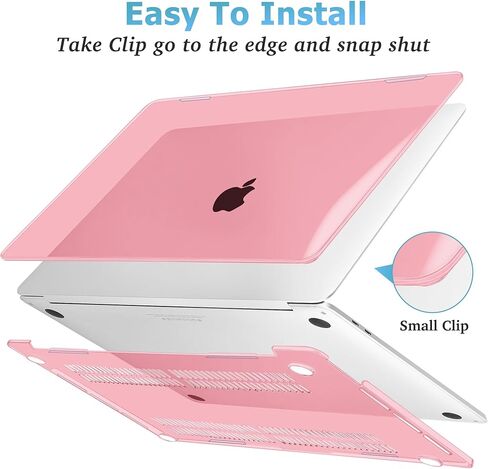Mektron for MacBook Pro 13 inch Case 2022 2021 2020 Release A2338 M2 M1 A2289 A2251, Clear Plastic Hard Shell Cover with Touch Bar Touch ID for 13 in MacBook Pro, A-Pink in Kuwait