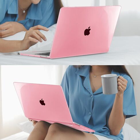 Mektron for MacBook Pro 13 inch Case 2022 2021 2020 Release A2338 M2 M1 A2289 A2251, Clear Plastic Hard Shell Cover with Touch Bar Touch ID for 13 in MacBook Pro, A-Pink in Kuwait