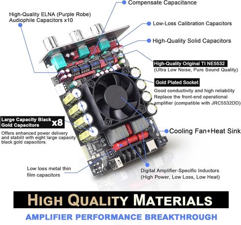 T220HS Power Amplifier Board with Subwoofer 2.0 Channel 220W×2, 12V-36V Audio Power Amplifier Module with Treble and Bass Control in Saudi Arabia