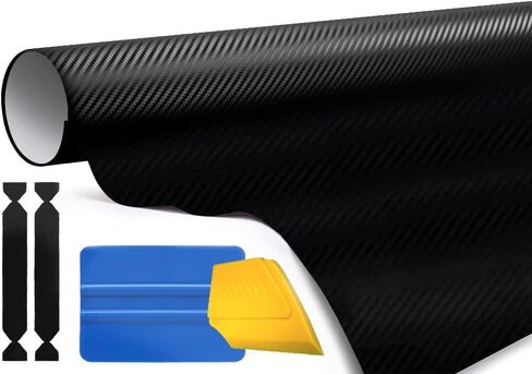 لفة تغليف من الفينيل الأسود من ألياف الكربون 1080 من 3M تتضمن مجموعة أدوات (3أقدام × 5أقدام) in Saudi Arabia