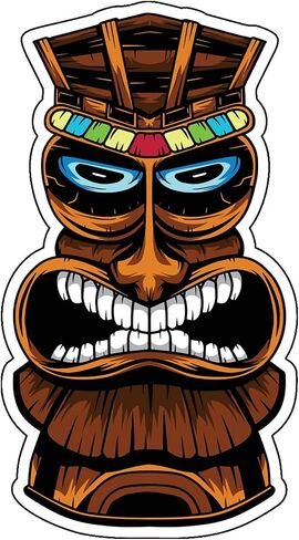 ملصق فينيل WickedGoodz Hawaiian Totem - ملصق ممتص الصدمات للشاطئ البولينيزي - لأجهزة الكمبيوتر المحمولة والنوافذ والسيارات والشاحنات in Saudi Arabia