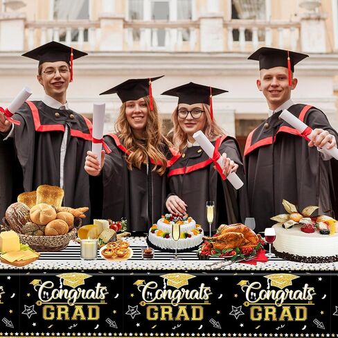 3 Pack Graduation Party Tablecloth 2024 Graduation Party Supplies, Graduation Party Decorations Tablecloth Class of 2024, Disposable Plastic Table Cloths, 54"x108" (Black) in Saudi Arabia