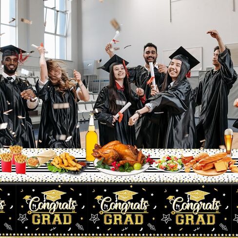 3 Pack Graduation Party Tablecloth 2024 Graduation Party Supplies, Graduation Party Decorations Tablecloth Class of 2024, Disposable Plastic Table Cloths, 54"x108" (Black) in Saudi Arabia