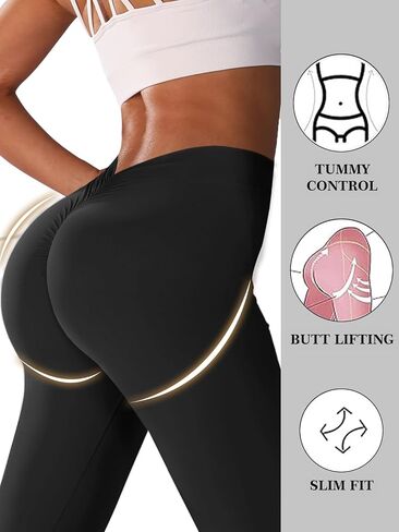 Scrunch V Back Flare Leggings for Women High Waist Stretch Butt Lifting Workout Pants Slim Fit Bell Bottom Leggings in Saudi Arabia