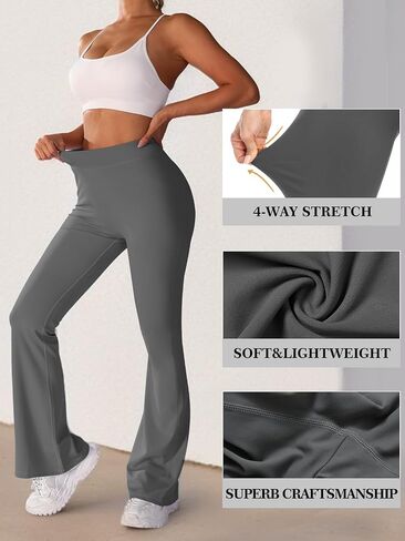 Scrunch V Back Flare Leggings for Women High Waist Stretch Butt Lifting Workout Pants Slim Fit Bell Bottom Leggings in Saudi Arabia