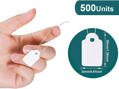علامات الأسعار مع سلسلة مرفقة - 500 قطعة من علامات تحديد البضائع، علامة تعليق صغيرة قابلة للكتابة لتسعير الملابس والمجوهرات، وعلامات البيع، وعلامات ورقية للبيع بالتجزئة (55 × 35 مم) in Kuwait