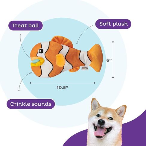 Outward Hound Nina Ottosson Big Mouthz Interactive Plush Dog Puzzle with Treat Ball, Clown Fish, Orange in Saudi Arabia
