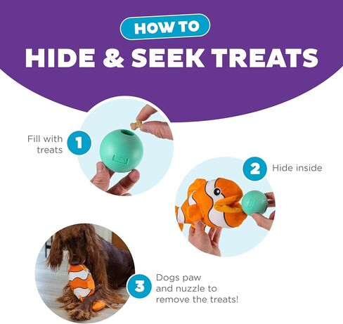 Outward Hound Nina Ottosson Big Mouthz Interactive Plush Dog Puzzle with Treat Ball, Clown Fish, Orange in Saudi Arabia