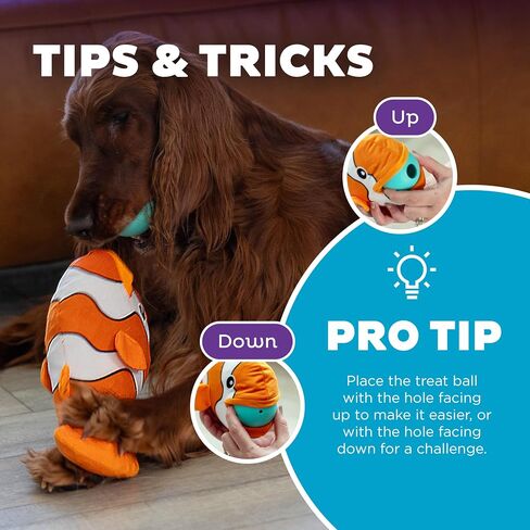 Outward Hound Nina Ottosson Big Mouthz Interactive Plush Dog Puzzle with Treat Ball, Clown Fish, Orange in Saudi Arabia