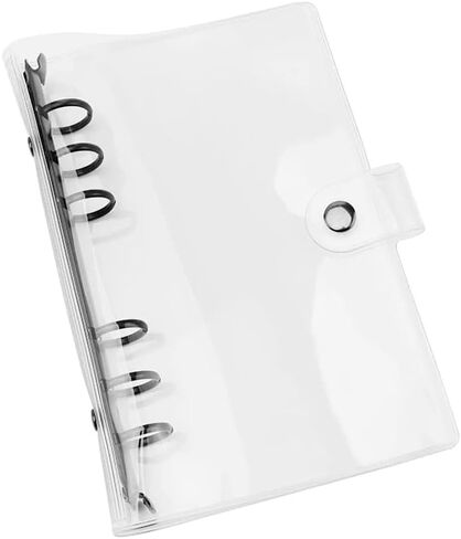 A5 Clear Soft PVC Binder Cover 6 Black Round Ring Binders Dia 20mm Snap Button Closure for A5 Loose Leaf Folder Refillable Notebook Binder Shell Protector in Kuwait