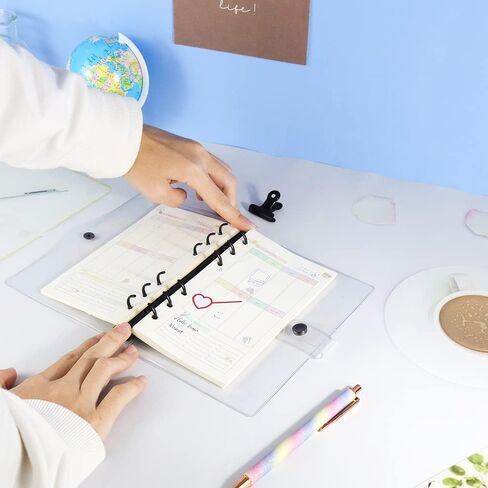 A5 Clear Soft PVC Binder Cover 6 Black Round Ring Binders Dia 20mm Snap Button Closure for A5 Loose Leaf Folder Refillable Notebook Binder Shell Protector in Kuwait