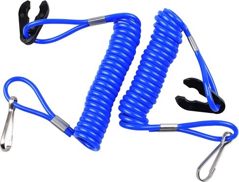 Heymaillc 2Pcs Boat Engine Motor Kill Stop Switch Outboard Engine Ignition Emergency Kill Stop Switch Key Lanyard Rope Clip Emergency Safety for Yamaha Honda Tohatsu PWC Jet Ski Blue in Saudi Arabia