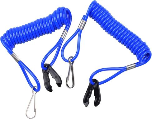 Heymaillc 2Pcs Boat Engine Motor Kill Stop Switch Outboard Engine Ignition Emergency Kill Stop Switch Key Lanyard Rope Clip Emergency Safety for Yamaha Honda Tohatsu PWC Jet Ski Blue in Saudi Arabia