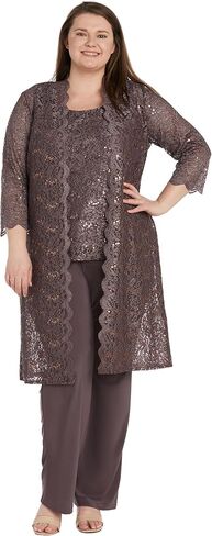 R&M Richards womens 3 Pc Plus Size Sequined Pants SetBusiness Suit Pants Set in Kuwait