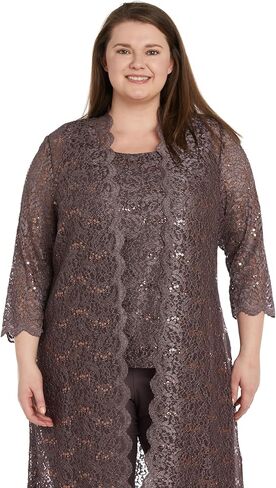 R&M Richards womens 3 Pc Plus Size Sequined Pants SetBusiness Suit Pants Set in Kuwait
