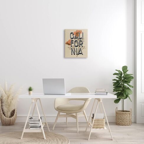 Stupell Industries California State Floral Typography Poppy Sprig Blossom، تصميم دافني بولسيلي، 16 × 20، قماش مغلف في المعرض in Saudi Arabia
