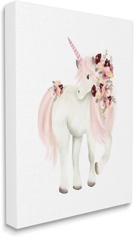 Stupell Industries Floral Decorated Unicorn Pink Mane Fantasy Creature, Design by Studio Q in Saudi Arabia