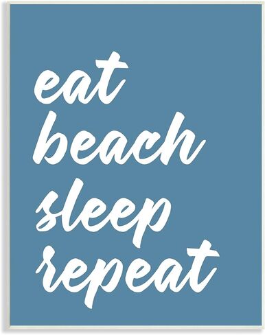 Stupell Industries Eat Beach Sleep Repeat Blue Script Phrase, Design by Lettered and Lined in Saudi Arabia