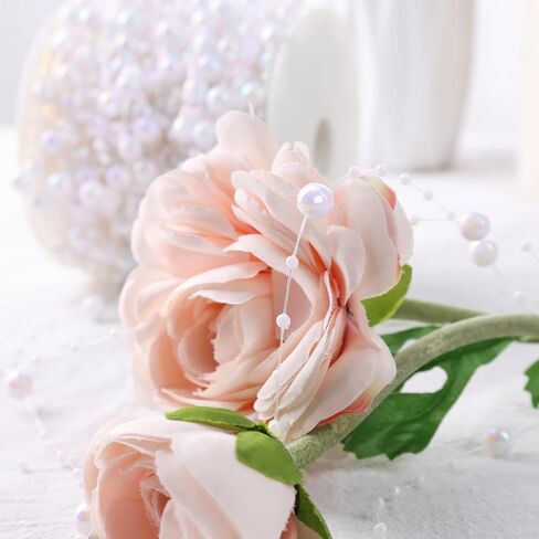 DomeStar 98Ft. White Pearls String, Iridescent Pearl Beads Garland Craft String Pearls 3-8mm Sparkling Faux Pearls Strand for Wedding Christmas Decoration DIY Accessories in Saudi Arabia