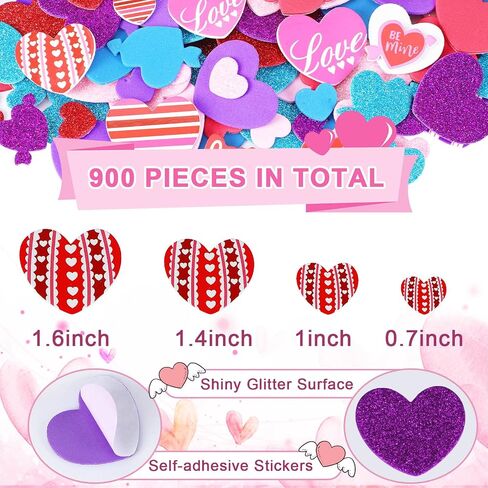 JULBEAR Bulk Easter Foam Stickers, 900Pcs Spring Decorative Glitter Self Adhesive Egg Bunny Chick Flower Butterfly Foam Shapes Stickers for Arts Crafts Cards Easter Home Party Decorations Supplies in Saudi Arabia