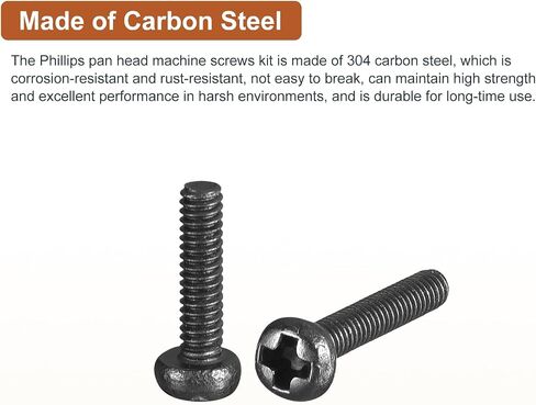 M6x12mm Pan Head Machine Screws, 20Pcs M6 Phillips Drive, Metric Coarse Full Thread, Steel Black Oxide Finish, Screws Bolts Kit in Saudi Arabia