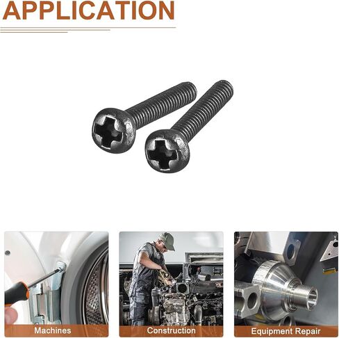 M6x12mm Pan Head Machine Screws, 20Pcs M6 Phillips Drive, Metric Coarse Full Thread, Steel Black Oxide Finish, Screws Bolts Kit in Saudi Arabia