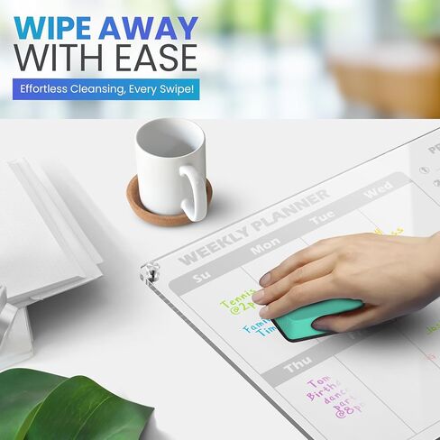 Clear Acrylic Magnetic Calendar for fridge(16x12) - Monthly & Weekly Planner Clear Dry Erase Boards for Refrigerator - 8 Vivid Markers & Smudge-Free Erasing - Complete Planning Set ! in Saudi Arabia