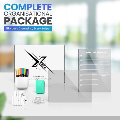 Clear Acrylic Magnetic Calendar for fridge(16x12) - Monthly & Weekly Planner Clear Dry Erase Boards for Refrigerator - 8 Vivid Markers & Smudge-Free Erasing - Complete Planning Set ! in Saudi Arabia