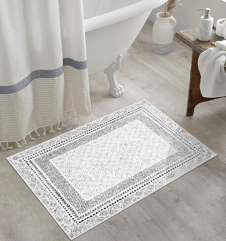 Washable Round Rug 4ft, Soft Modern Moroccan Circle Rugs for Bedroom, Non-Slip Low Pile Boho Rug for Living Room, Geometric Tribal Throw Carpet for Kitchen Entryway Playroom, Beige in Kuwait