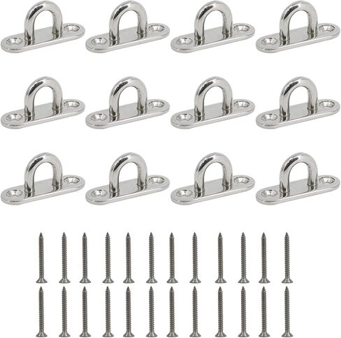 12 حزمة 1.8 بوصة الفولاذ المقاوم للصدأ وسادة العين لوحة U السنانير، M5 الثقيلة السقف السنانير المفاجئة السنانير الأجهزة البحرية السنانير مع مسامير in Kuwait