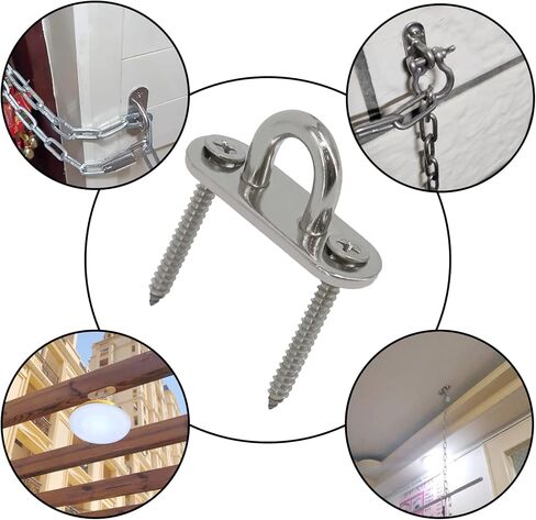 12 حزمة 1.8 بوصة الفولاذ المقاوم للصدأ وسادة العين لوحة U السنانير، M5 الثقيلة السقف السنانير المفاجئة السنانير الأجهزة البحرية السنانير مع مسامير in Kuwait