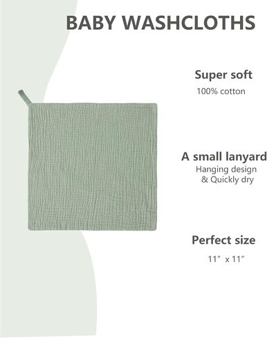 6 Pack Muslin Baby Washcloths, Extra-Soft Wash Cloths for Unisex Newborn Infants Kids, Absorbent Baby Bath Towels for Face Body in Saudi Arabia