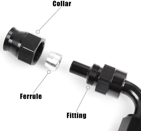 RASTP Aluminum 10AN 90 Degree PTFE Hose End Fitting Only For PTFE Nylon Stainless Steel Braided Oil Fuel Line, Black in Saudi Arabia