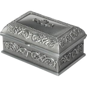 Artisan Owl Irish Pewter Jewelry Box with Claddagh Celtic Knot Design