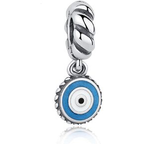 Bolenvi 925 Sterling Silver Evil Eye Turkish Dangling Charms Beads Pendants for Charm Bracelets & Necklace - Best Gift for Her