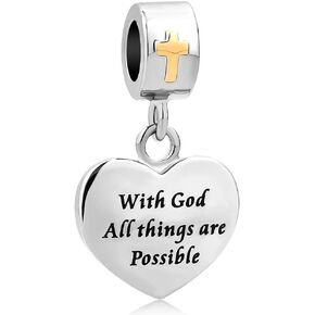 With God All Things All Possible Religious Charm Beads For Bracelets