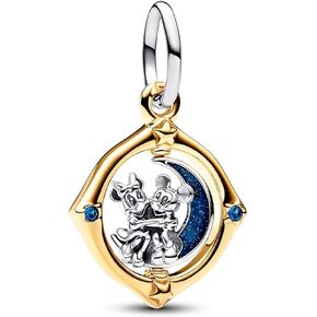 Mickey S927 Sterling Silver Charm Pendant Dangle Beads Mickey&Minnie Hug for Bracelet Necklace for Women Girls Gifts
