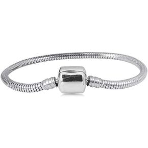 MiniJewelry Women Snake Chain for Bead Dangle Charms Bracelets Barrel Clasp European Style Bead Bracelets 6.7-8.3 inch