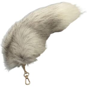 Marsrut Deer Tail Keychain - Faux Fur, Soft White and Black Key Ring - Gift for Deer/Fox/Wolf Cosplay, Fairy Costumes, Coat & Hat Accessories (1PCS, 40cm)