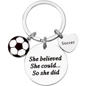 FY Soccer Keychain She believed she could so she did Keychain Inspirational Gifts for Soccer Players