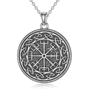 PELOVNY قلادة فايكنغ من الفضة الإسترليني Vegvisir قلادة / فايكنغ / نورديك فايكنغ الرونية البوصلة قلادة حماية تميمة قلادة للرجال in Saudi Arabia