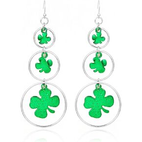 St. Patrick's Day Earrings Green Clover Tassel Earrings Dangle Trendy Sequins Shamrock Drop Earrings Trendy Irish Holiday Jewelry Gift for Women and Girls