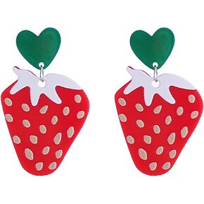 Colorful Strawberry Watermelon Avocado Lemon Shape Fruits Earrings for Women Girls Jewelry