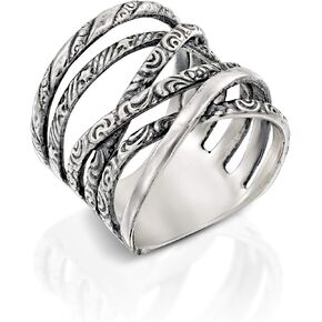 Paz Creations 925 Sterling Silver Highway Ring For Women and Girls, Everyday Wear Accessory, Wrapped Spiral Design, Bold Statement Jewelry, Gifts For Her