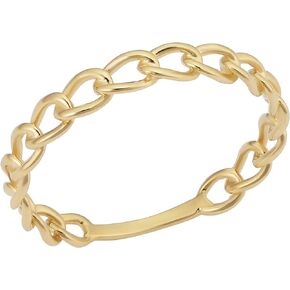 Kooljewelry Minimalist 14k Yellow Gold 3.25 mm Curb Link Ring