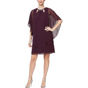 S.L. Fashions Women's Plus Size Sleeveless Cutout Dress with Pearl Neckline